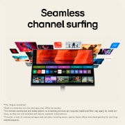 Monitor LG Smart con webOS que proporciona acceso a aplicaciones de streaming integradas y contenido de entretenimiento.